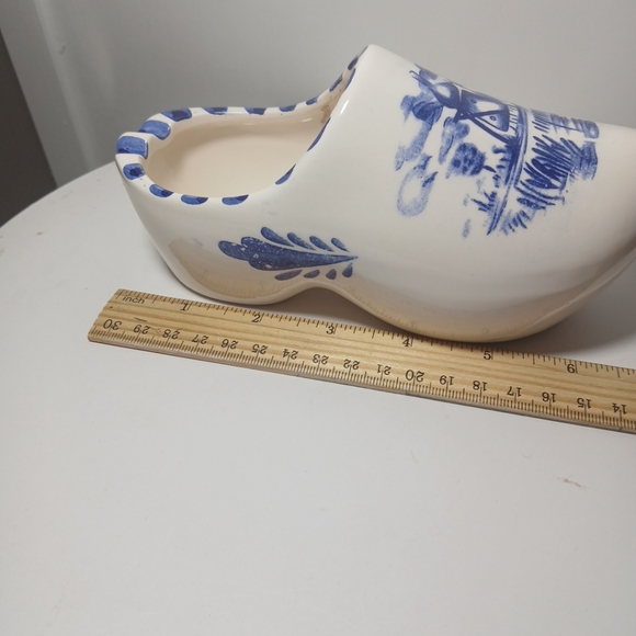 Vintage Delft Blue Holland Dutch Hand Painted Windmill Ceramic Shoe - Picture 9 of 12